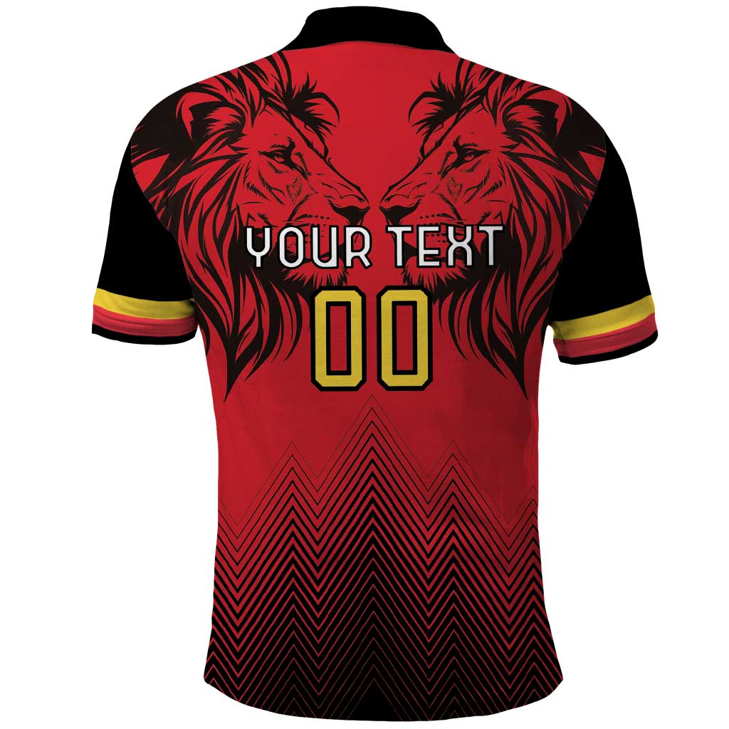 Custom Belgium Rugby Polo Shirt Diables Noirs Lion Head - Wonder Print Shop