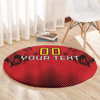 Custom Belgium Rugby Round Carpet Diables Noirs Lion Head - Wonder Print Shop