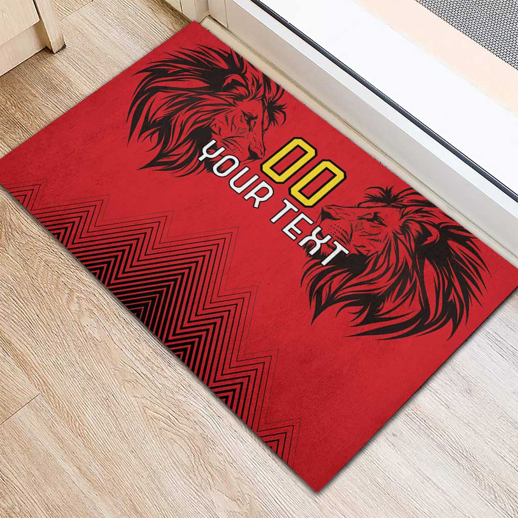 Custom Belgium Rugby Rubber Doormat Diables Noirs Lion Head - Wonder Print Shop