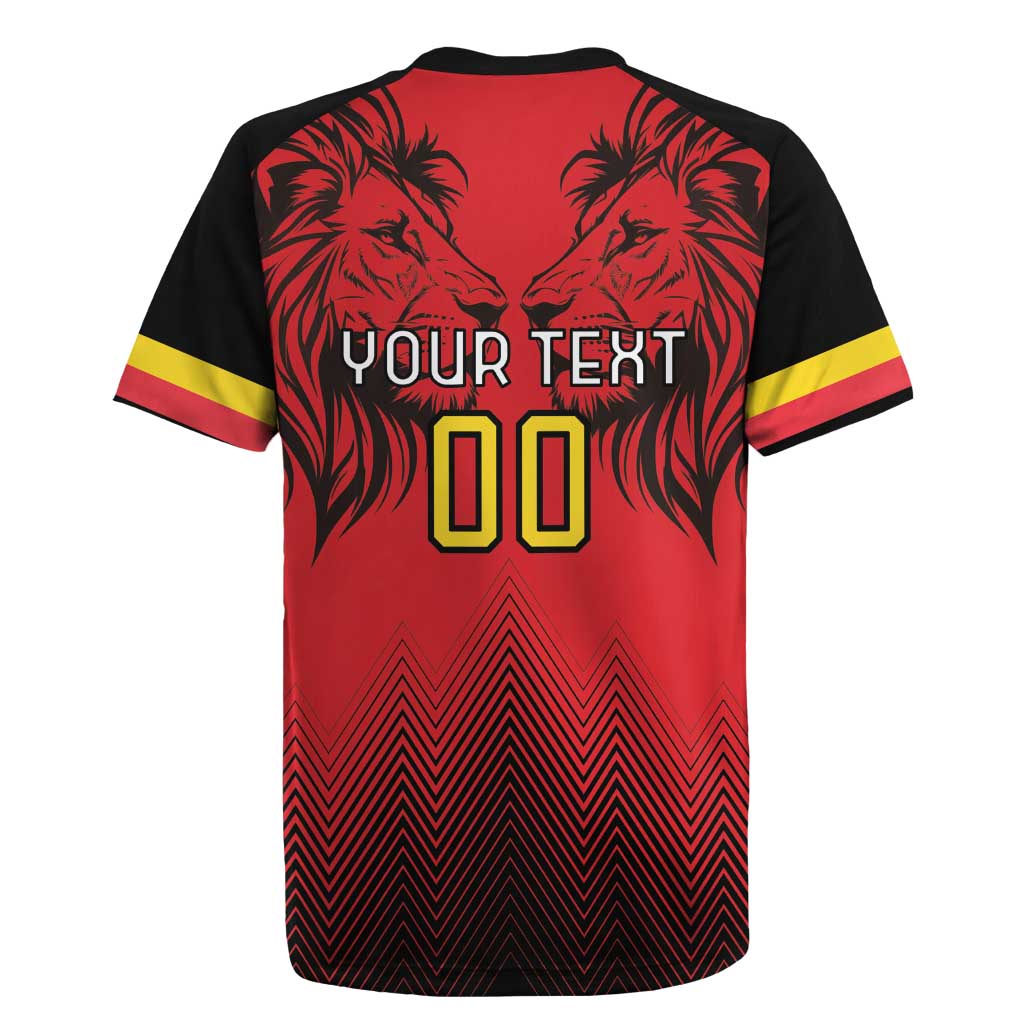Custom Belgium Rugby Rugby Jersey Diables Noirs Lion Head - Wonder Print Shop