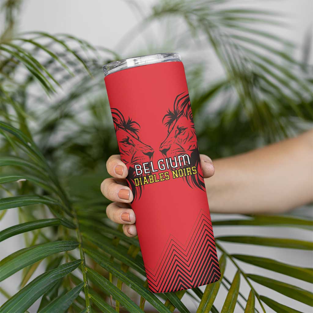 Custom Belgium Rugby Skinny Tumbler Diables Noirs Lion Head - Wonder Print Shop