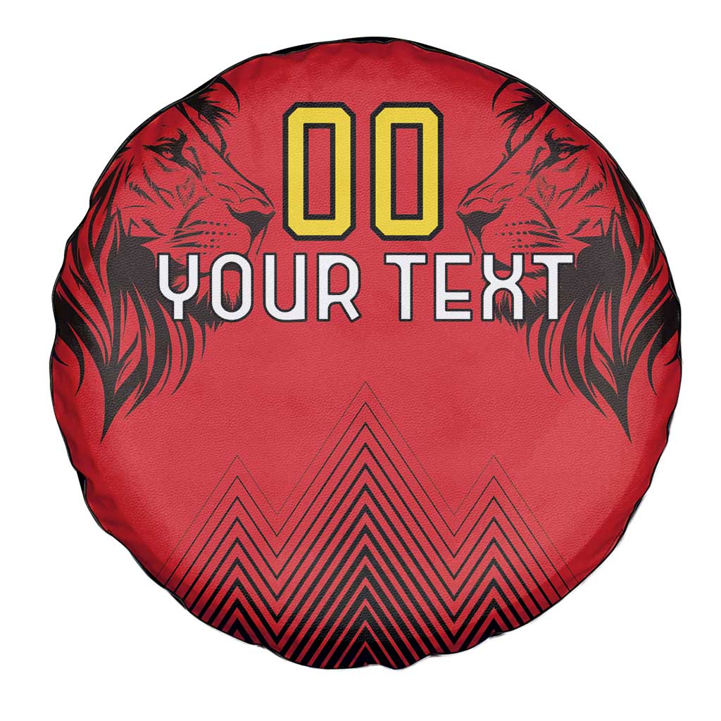 Custom Belgium Rugby Spare Tire Cover Diables Noirs Lion Head - Wonder Print Shop