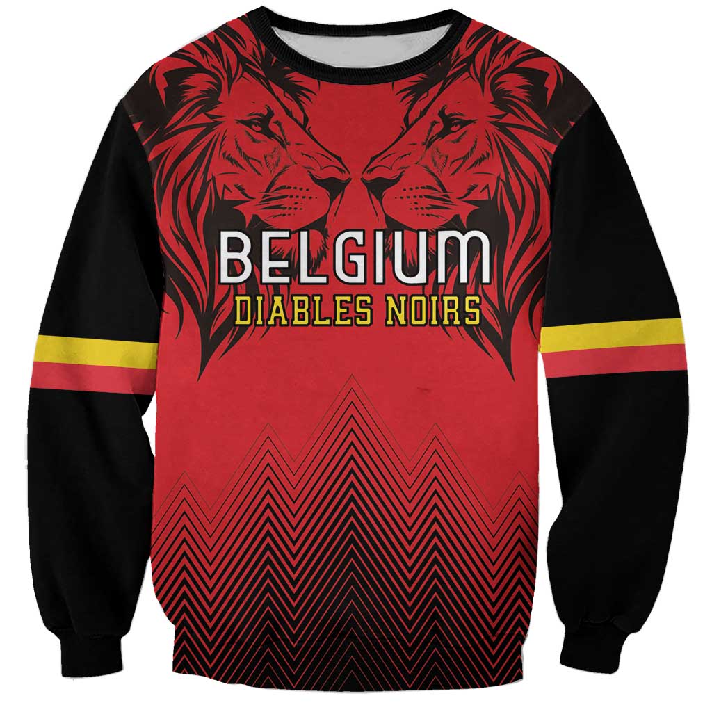 Custom Belgium Rugby Sweatshirt Diables Noirs Lion Head - Wonder Print Shop