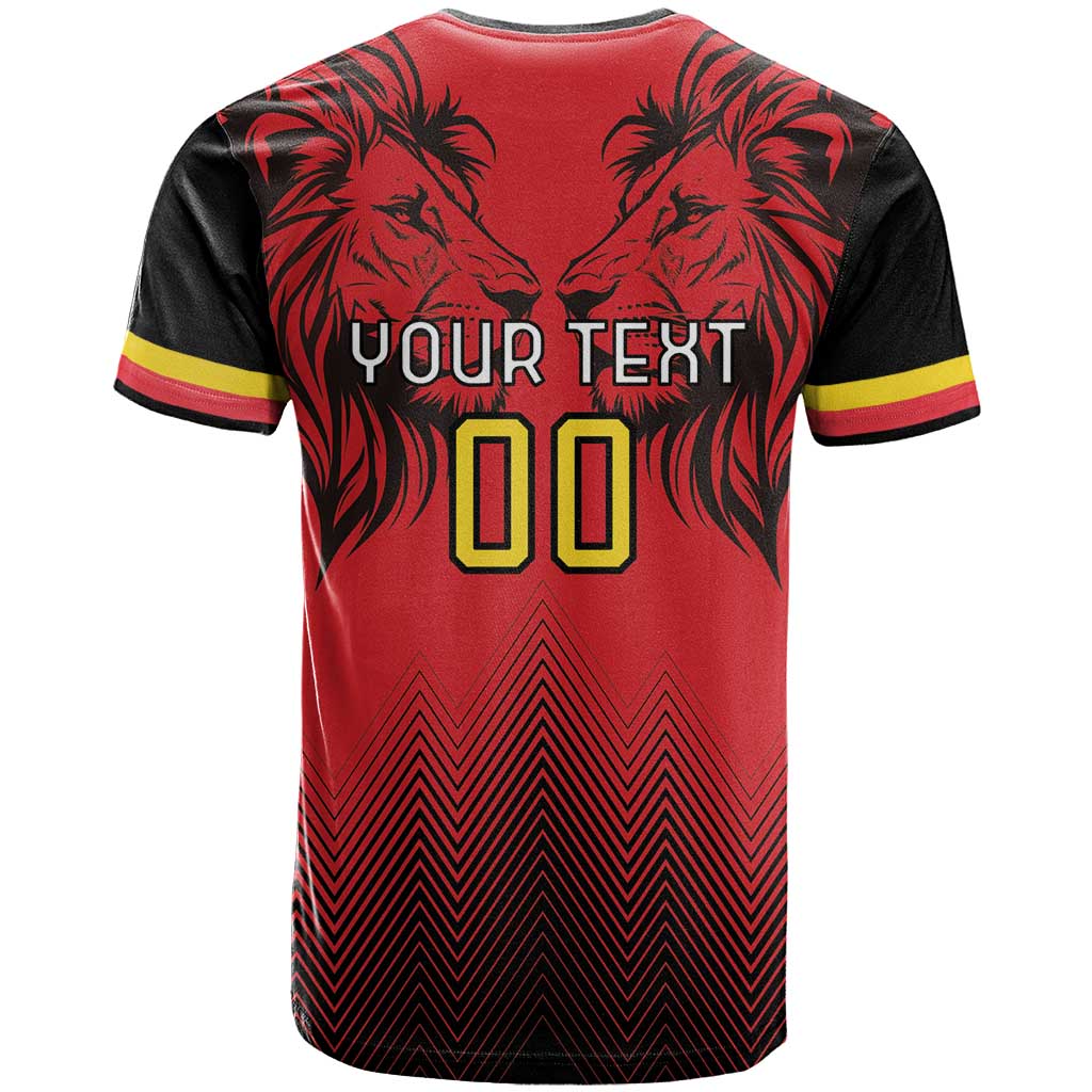 Custom Belgium Rugby T Shirt Diables Noirs Lion Head - Wonder Print Shop