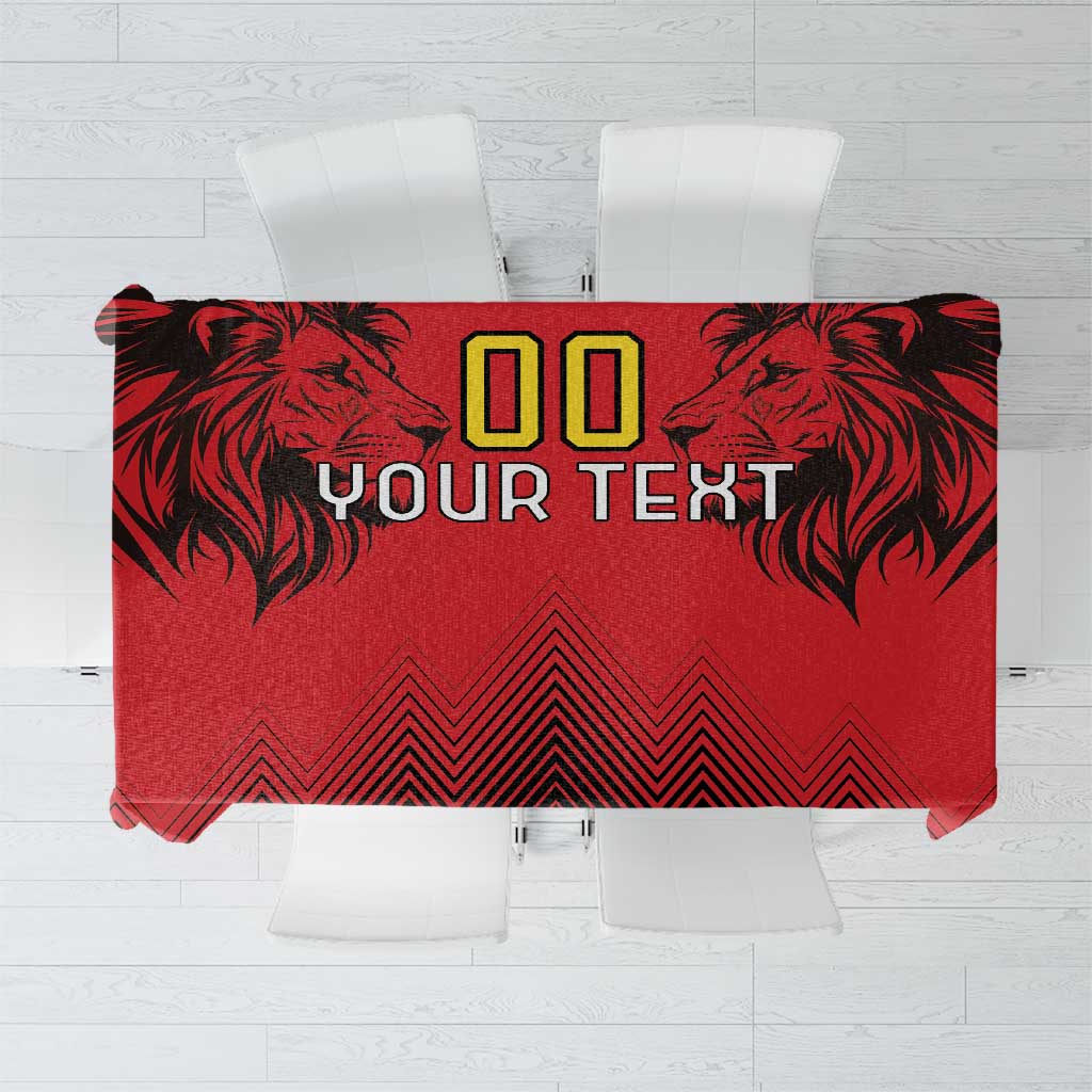Custom Belgium Rugby Tablecloth Diables Noirs Lion Head - Wonder Print Shop