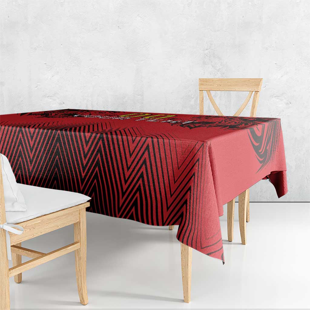 Custom Belgium Rugby Tablecloth Diables Noirs Lion Head - Wonder Print Shop