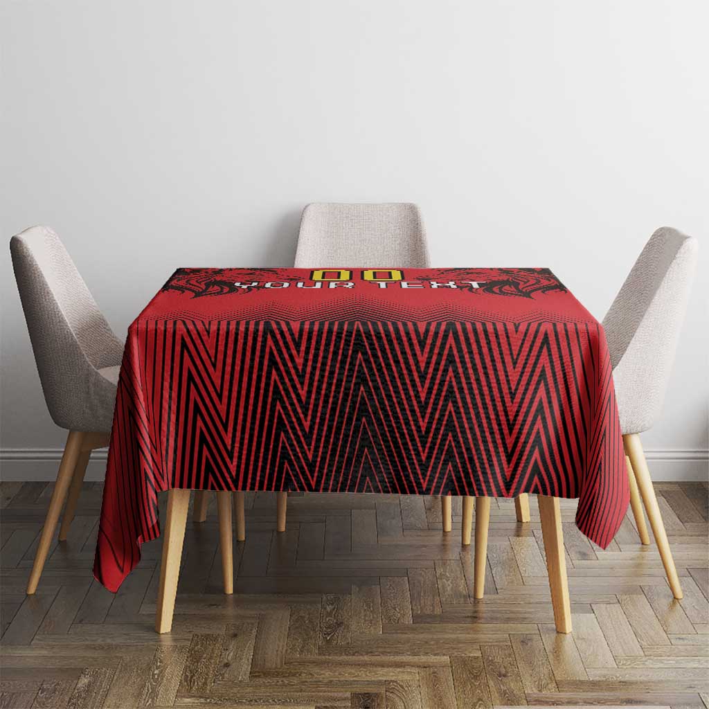 Custom Belgium Rugby Tablecloth Diables Noirs Lion Head - Wonder Print Shop