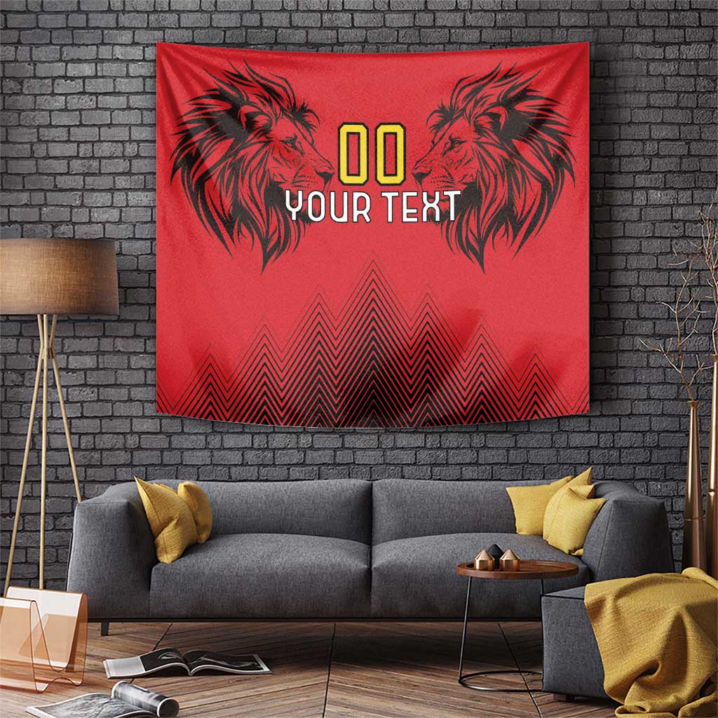 Custom Belgium Rugby Tapestry Diables Noirs Lion Head - Wonder Print Shop