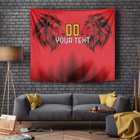 Custom Belgium Rugby Tapestry Diables Noirs Lion Head - Wonder Print Shop