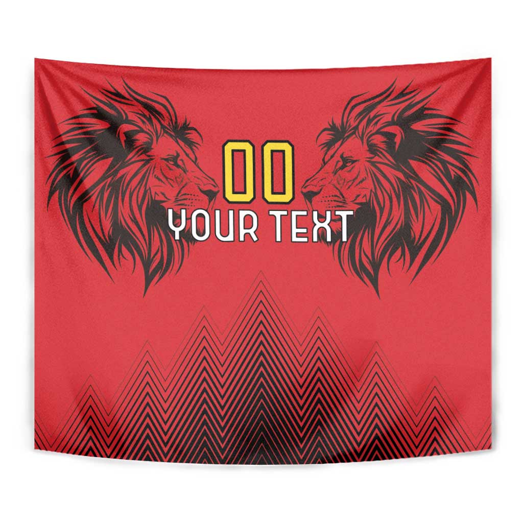 Custom Belgium Rugby Tapestry Diables Noirs Lion Head - Wonder Print Shop
