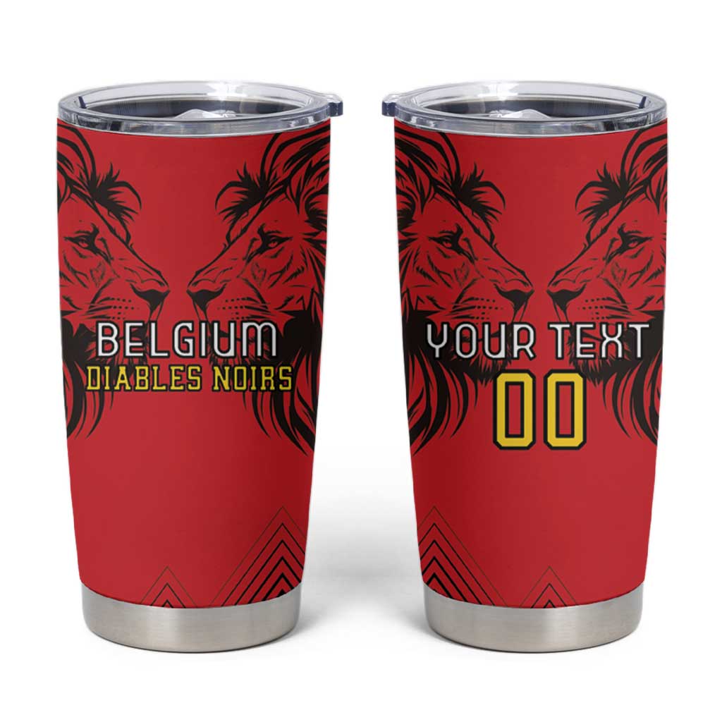 Custom Belgium Rugby Tumbler Cup Diables Noirs Lion Head - Wonder Print Shop
