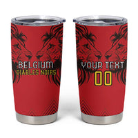 Custom Belgium Rugby Tumbler Cup Diables Noirs Lion Head - Wonder Print Shop