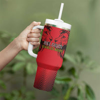 Custom Belgium Rugby Tumbler With Handle Diables Noirs Lion Head - Wonder Print Shop