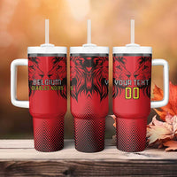 Custom Belgium Rugby Tumbler With Handle Diables Noirs Lion Head - Wonder Print Shop