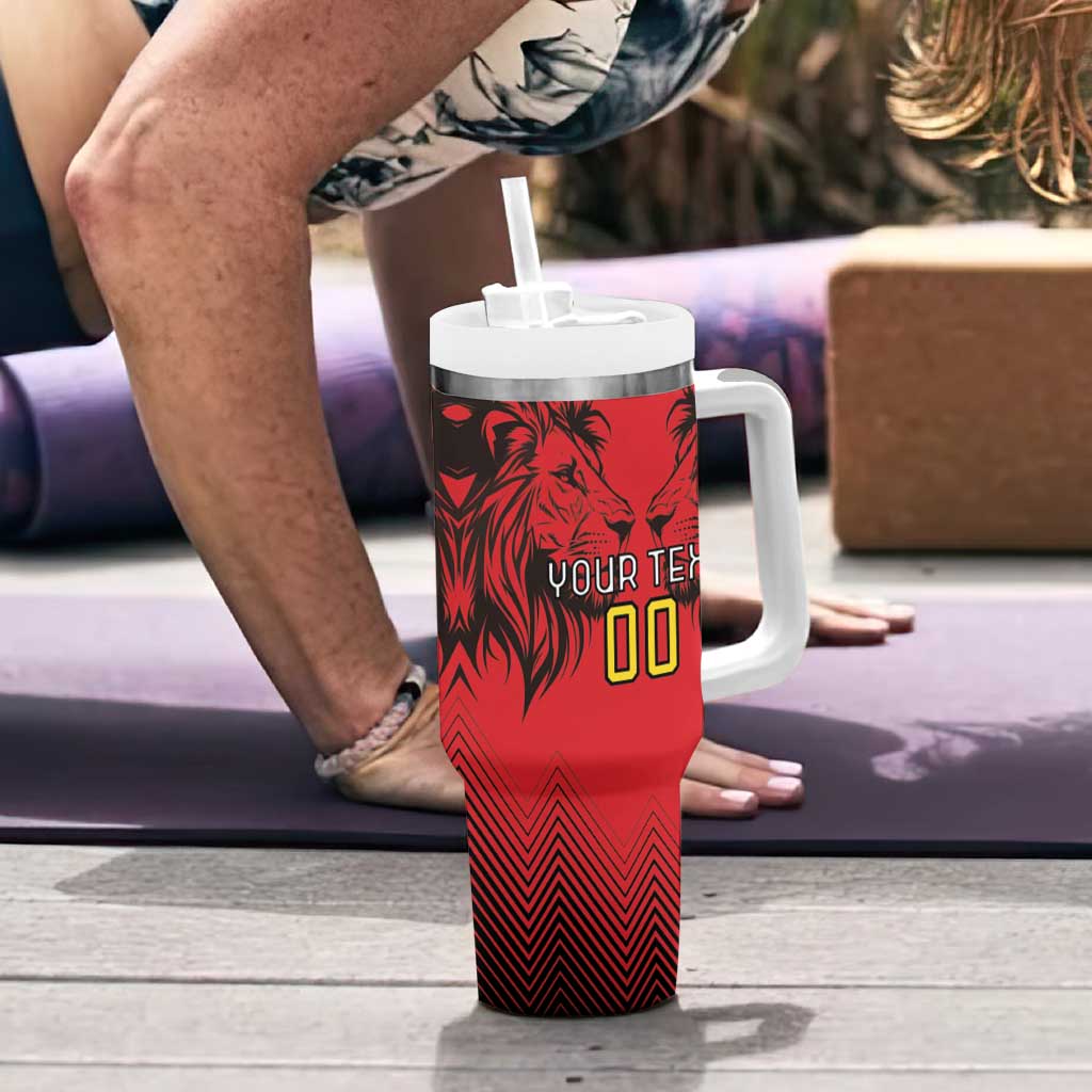 Custom Belgium Rugby Tumbler With Handle Diables Noirs Lion Head - Wonder Print Shop