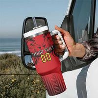Custom Belgium Rugby Tumbler With Handle Diables Noirs Lion Head - Wonder Print Shop