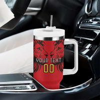 Custom Belgium Rugby Tumbler With Handle Diables Noirs Lion Head - Wonder Print Shop