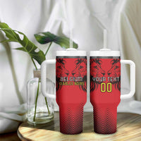 Custom Belgium Rugby Tumbler With Handle Diables Noirs Lion Head - Wonder Print Shop