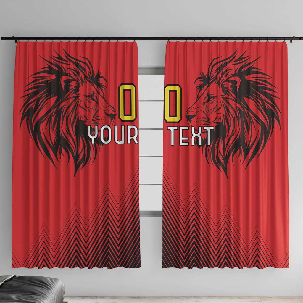 Custom Belgium Rugby Window Curtain Diables Noirs Lion Head - Wonder Print Shop