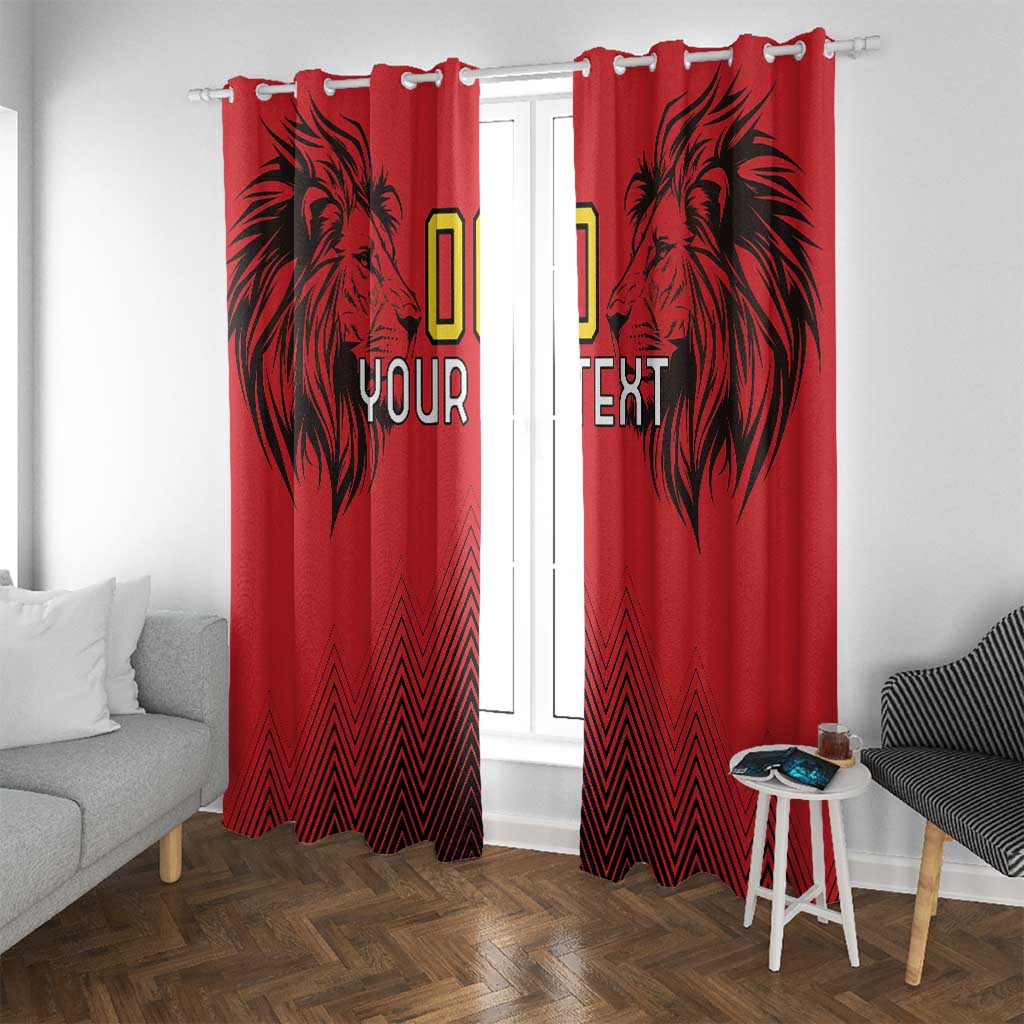 Custom Belgium Rugby Window Curtain Diables Noirs Lion Head - Wonder Print Shop