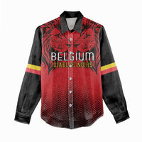 Custom Belgium Rugby Women Casual Shirt Diables Noirs Lion Head - Wonder Print Shop