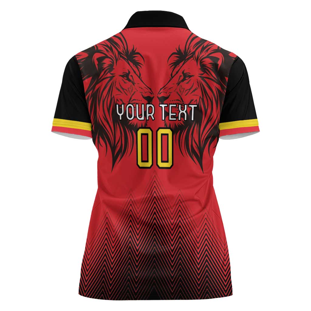 Custom Belgium Rugby Women Polo Shirt Diables Noirs Lion Head - Wonder Print Shop