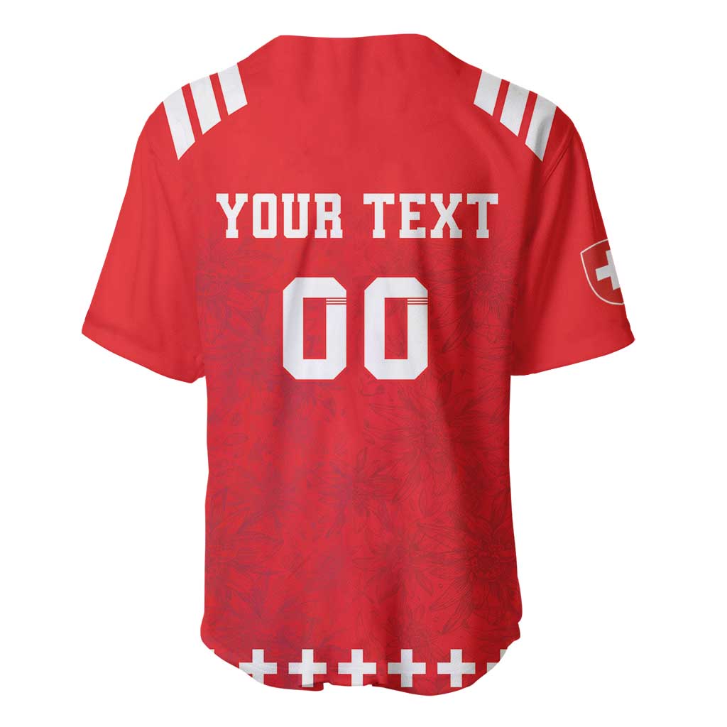 Custom Switzerland Rugby Baseball Jersey Edelweis Pattern