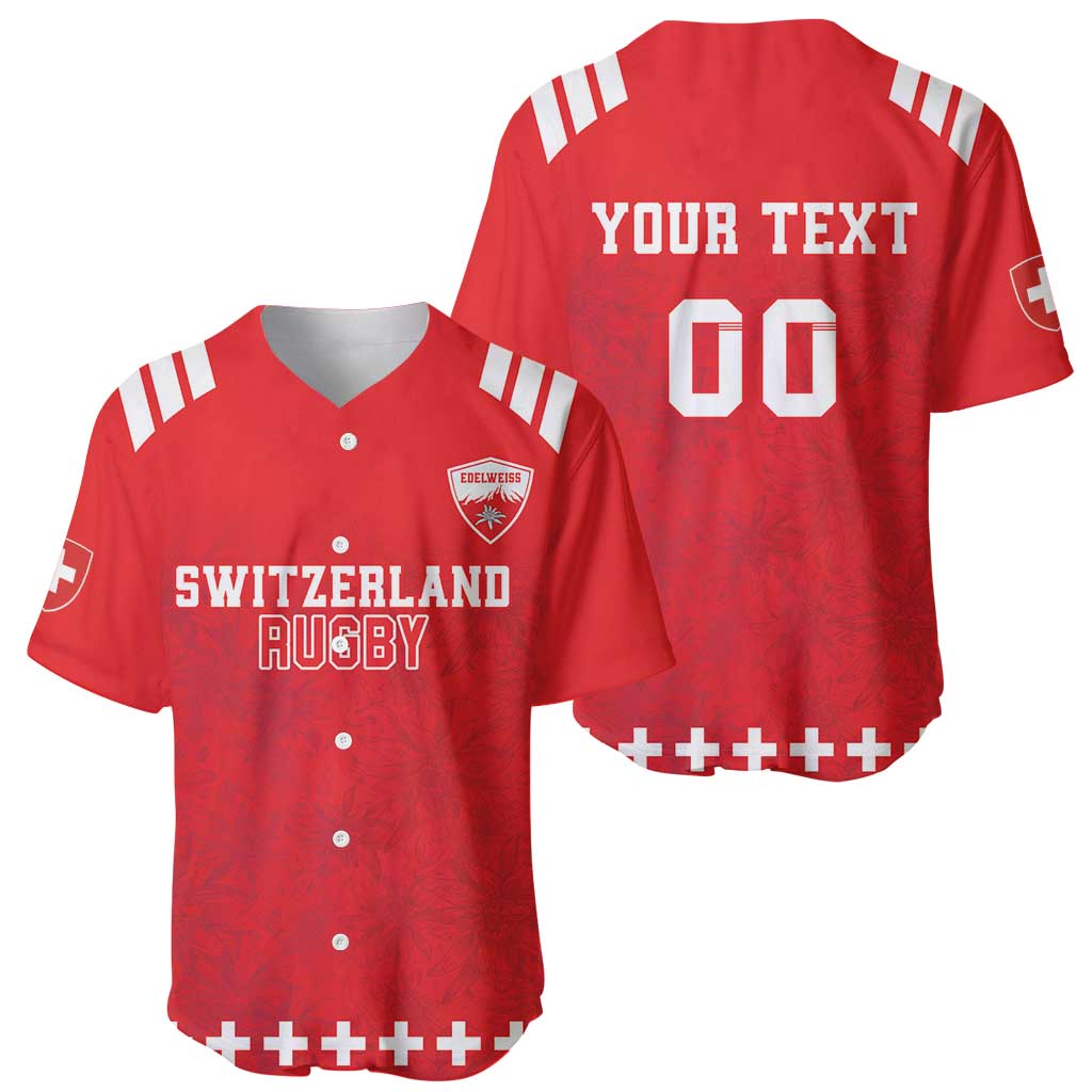 Custom Switzerland Rugby Baseball Jersey Edelweis Pattern