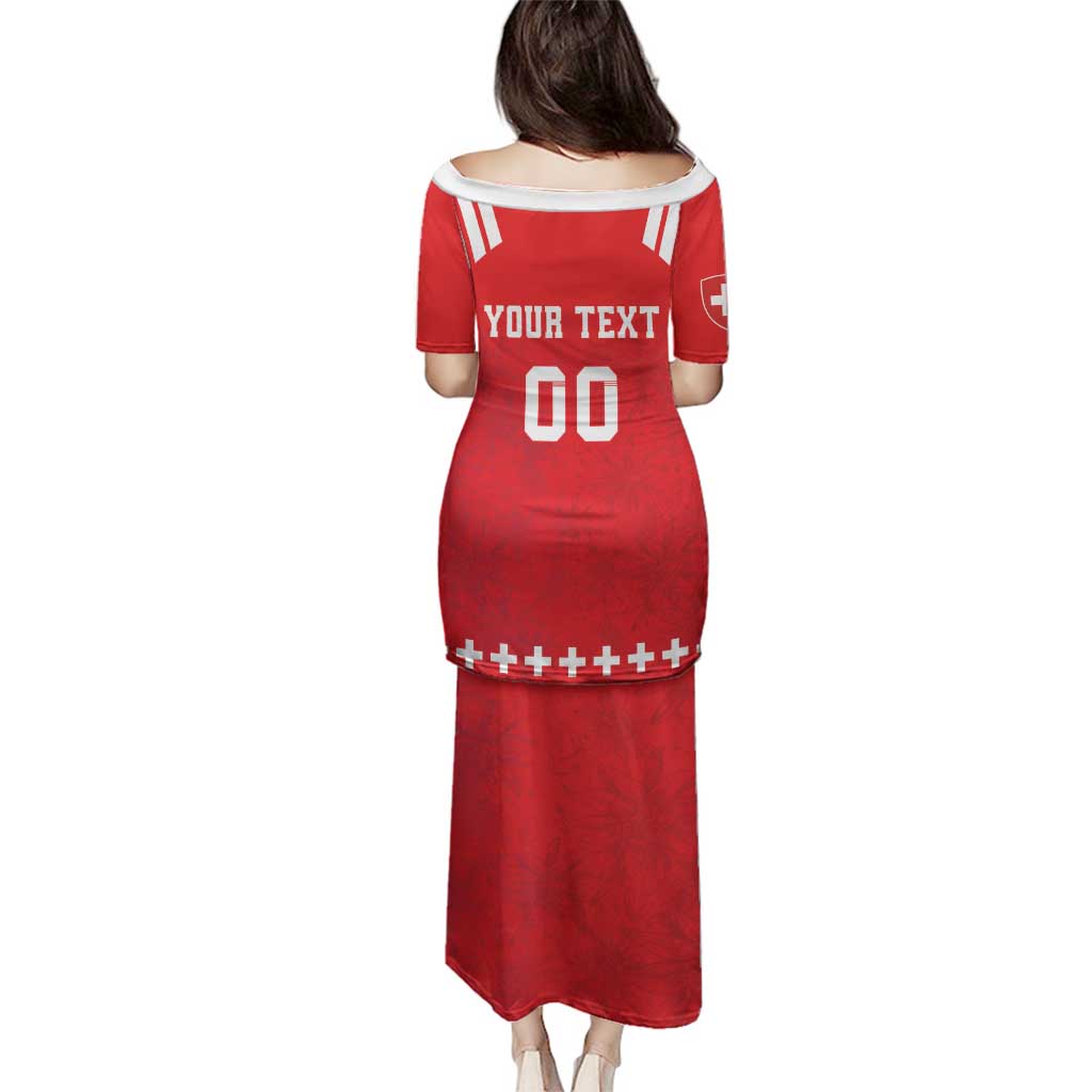 Custom Switzerland Rugby Family Matching Puletasi and Hawaiian Shirt Edelweis Pattern