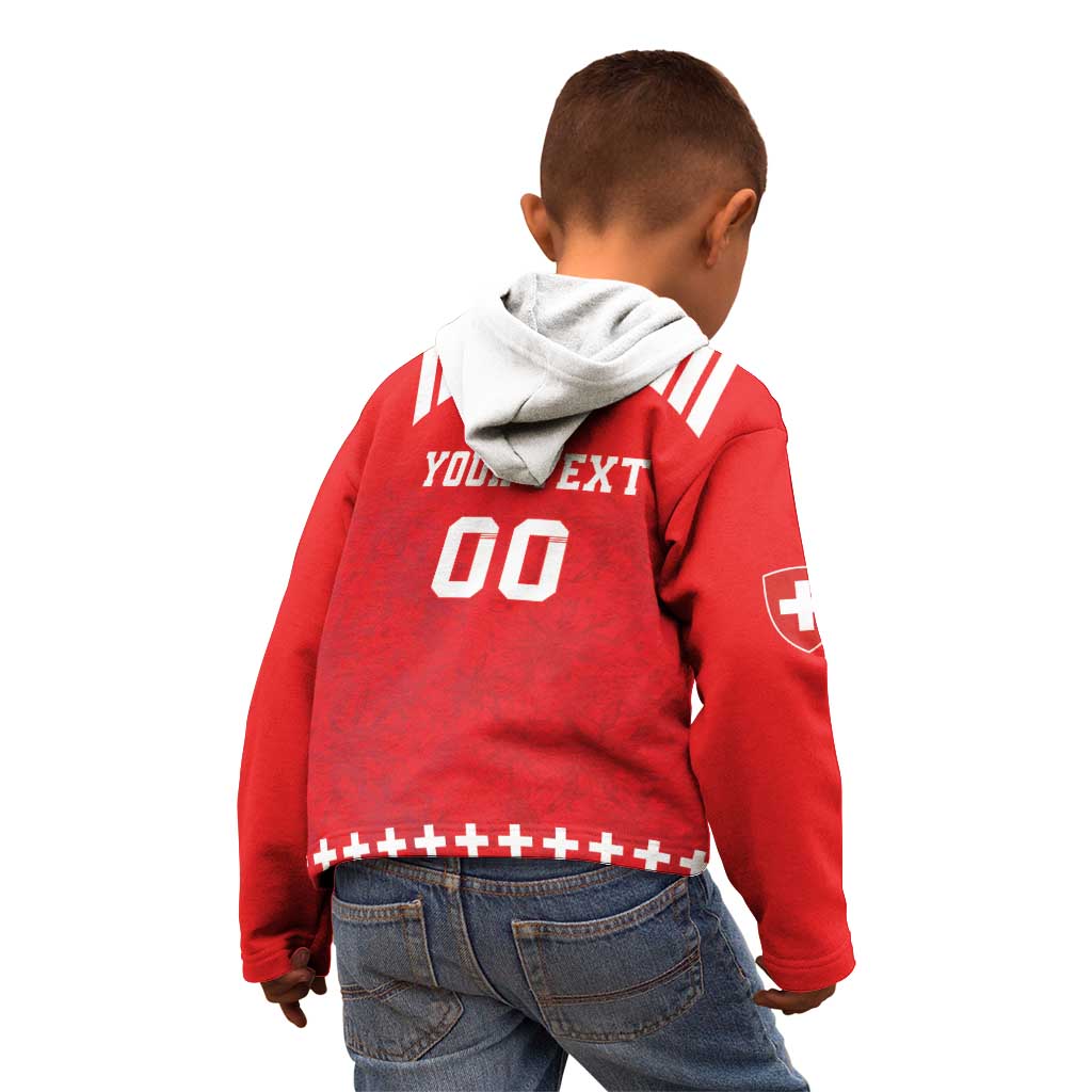 Custom Switzerland Rugby Kid Hoodie Edelweis Pattern - Wonder Print Shop