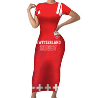Custom Switzerland Rugby Short Sleeve Bodycon Dress Edelweis Pattern - Wonder Print Shop
