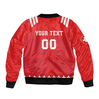 Custom Switzerland Rugby Sleeve Zip Bomber Jacket Edelweis Pattern - Wonder Print Shop