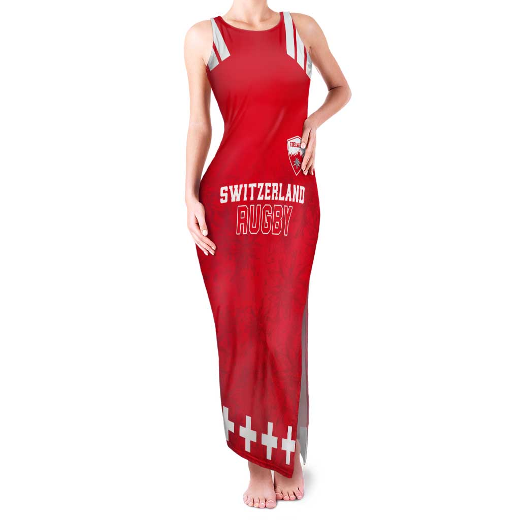 Custom Switzerland Rugby Tank Maxi Dress Edelweis Pattern - Wonder Print Shop