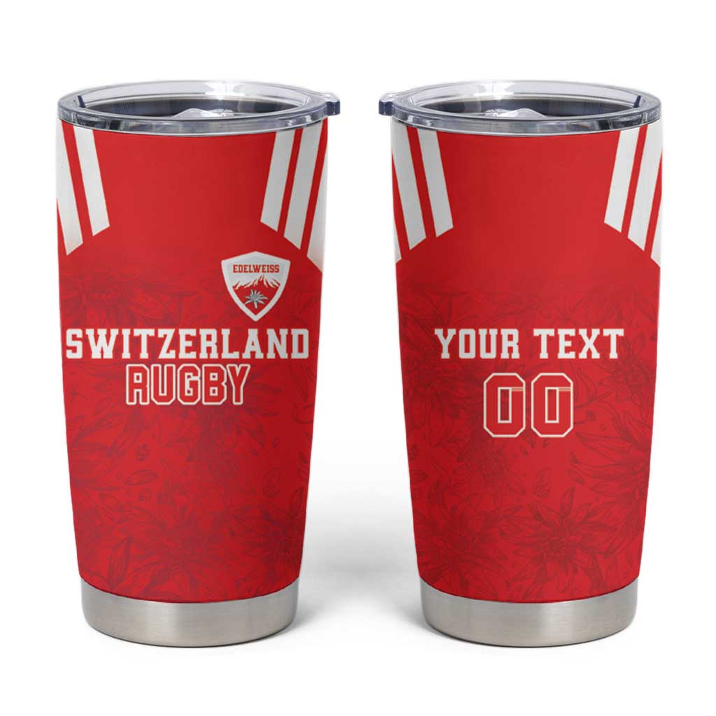 Custom Switzerland Rugby Tumbler Cup Edelweis Pattern - Wonder Print Shop