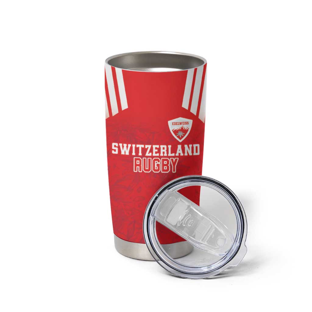 Custom Switzerland Rugby Tumbler Cup Edelweis Pattern - Wonder Print Shop
