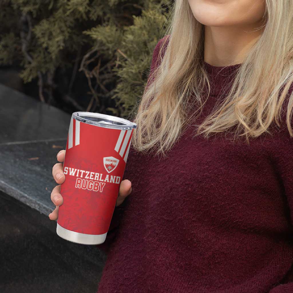 Custom Switzerland Rugby Tumbler Cup Edelweis Pattern - Wonder Print Shop