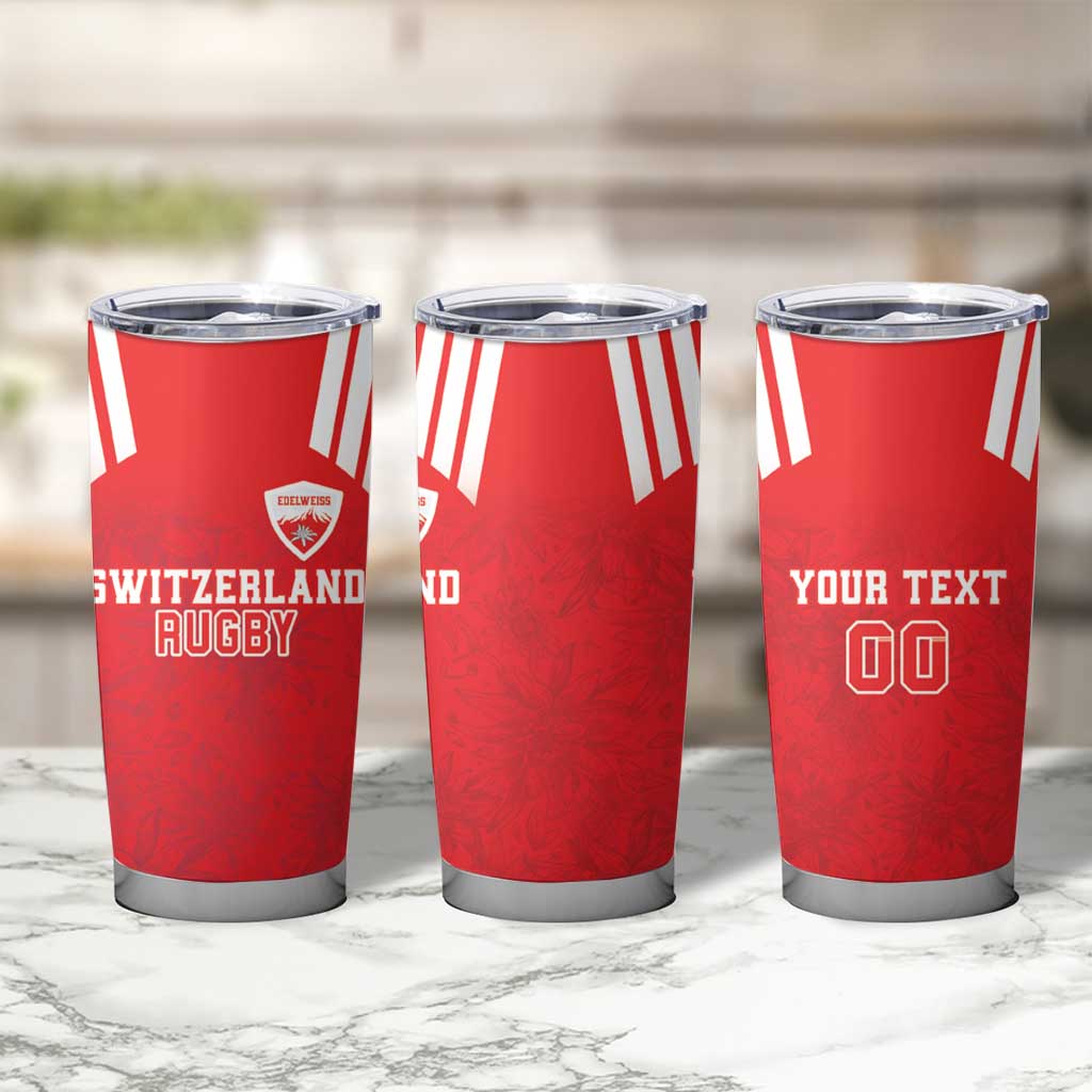 Custom Switzerland Rugby Tumbler Cup Edelweis Pattern - Wonder Print Shop
