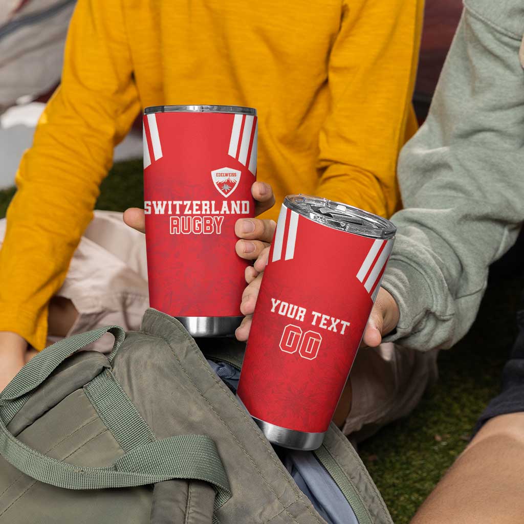 Custom Switzerland Rugby Tumbler Cup Edelweis Pattern - Wonder Print Shop