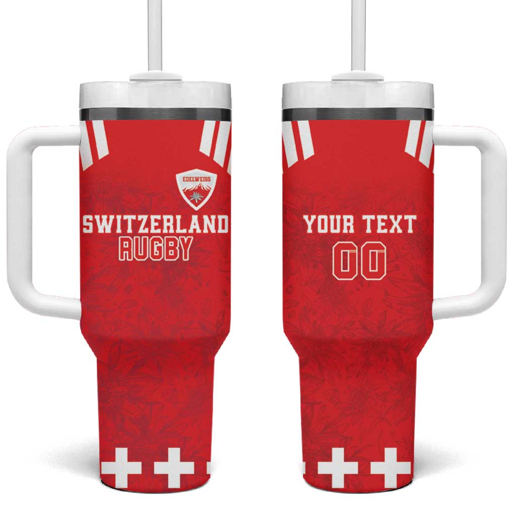 Custom Switzerland Rugby Tumbler With Handle Edelweis Pattern - Wonder Print Shop