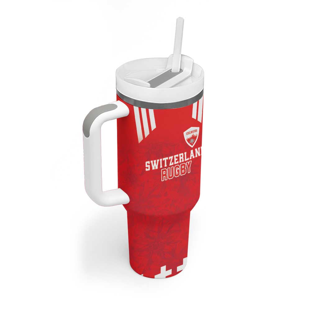 Custom Switzerland Rugby Tumbler With Handle Edelweis Pattern - Wonder Print Shop