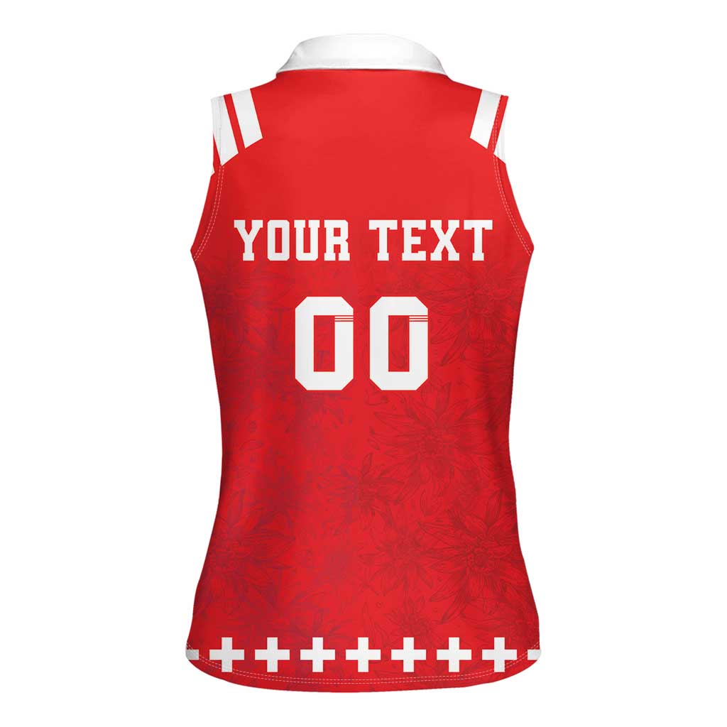 Custom Switzerland Rugby Women Sleeveless Polo Shirt Edelweis Pattern - Wonder Print Shop