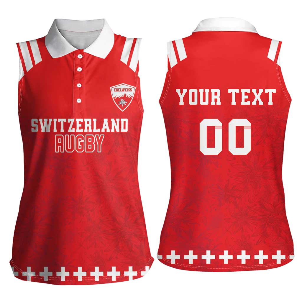 Custom Switzerland Rugby Women Sleeveless Polo Shirt Edelweis Pattern - Wonder Print Shop