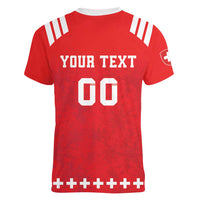 Custom Switzerland Rugby Women V-Neck T-Shirt Edelweis Pattern - Wonder Print Shop