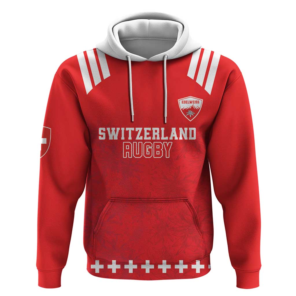 Custom Switzerland Rugby Zip Hoodie Edelweis Pattern - Wonder Print Shop