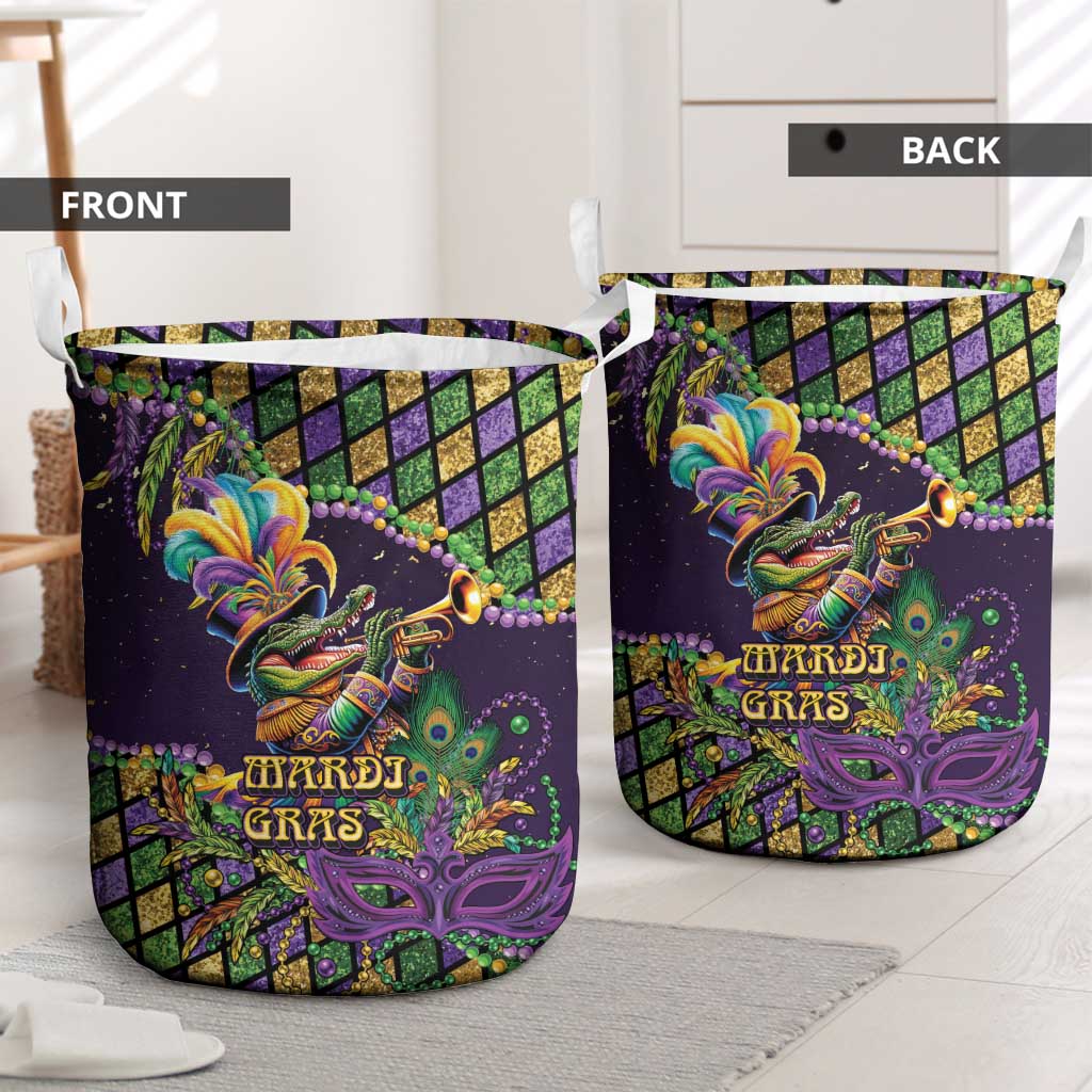 Mardi Gras Alligator Laundry Basket Let the Gator Jazz Roll - Wonder Print Shop