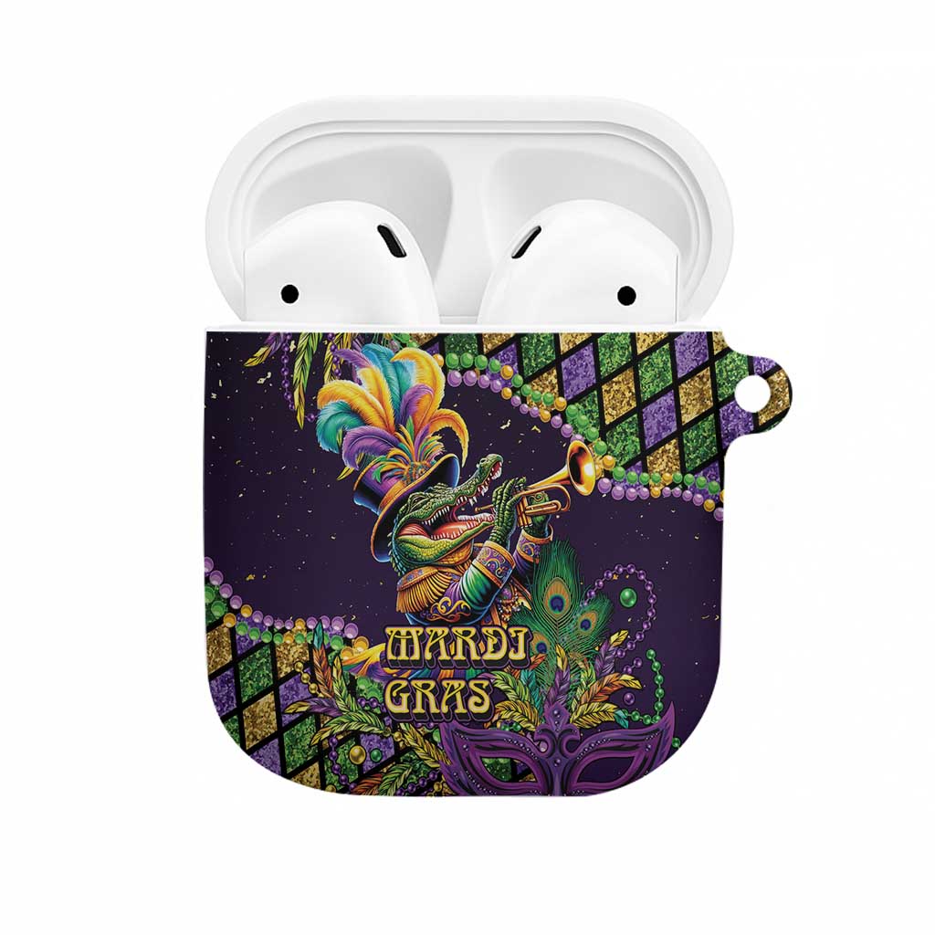 Mardi Gras Alligator AirPods Case Let the Gator Jazz Roll - Wonder Print Shop