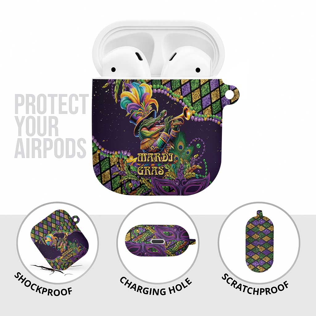 Mardi Gras Alligator AirPods Case Let the Gator Jazz Roll - Wonder Print Shop