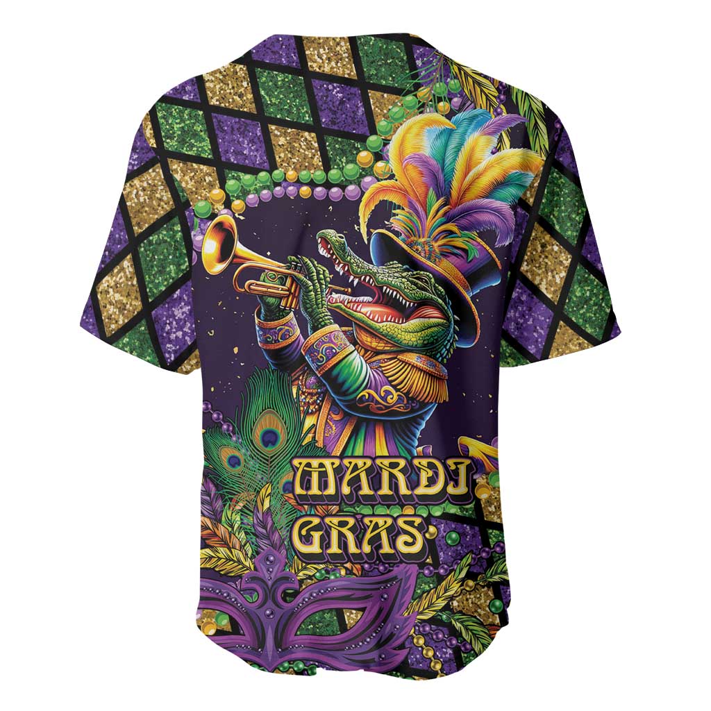 Mardi Gras Alligator Baseball Jersey Let the Gator Jazz Roll - Wonder Print Shop