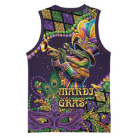 Mardi Gras Alligator Basketball Jersey Let the Gator Jazz Roll - Wonder Print Shop