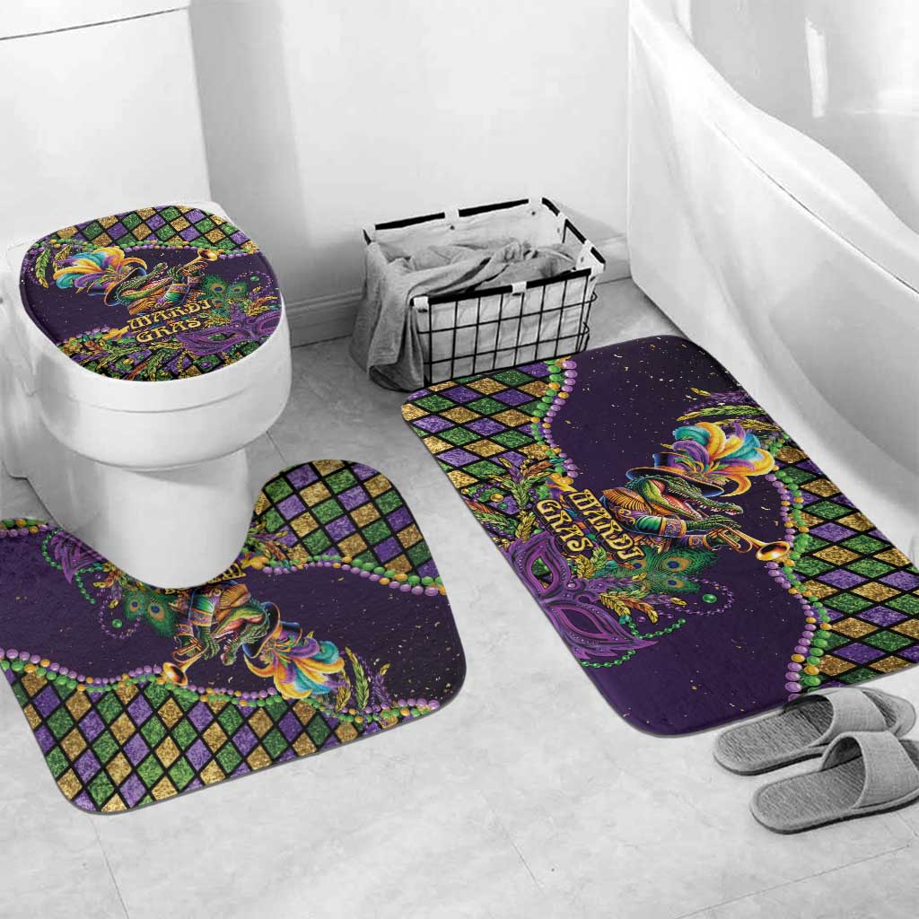 Mardi Gras Alligator Bathroom Set Let the Gator Jazz Roll - Wonder Print Shop